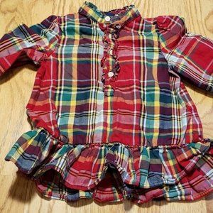 Ralph Lauren Girls Blouse  Size: 12 Months  Long Sleeve  Plaid  1/4 Button